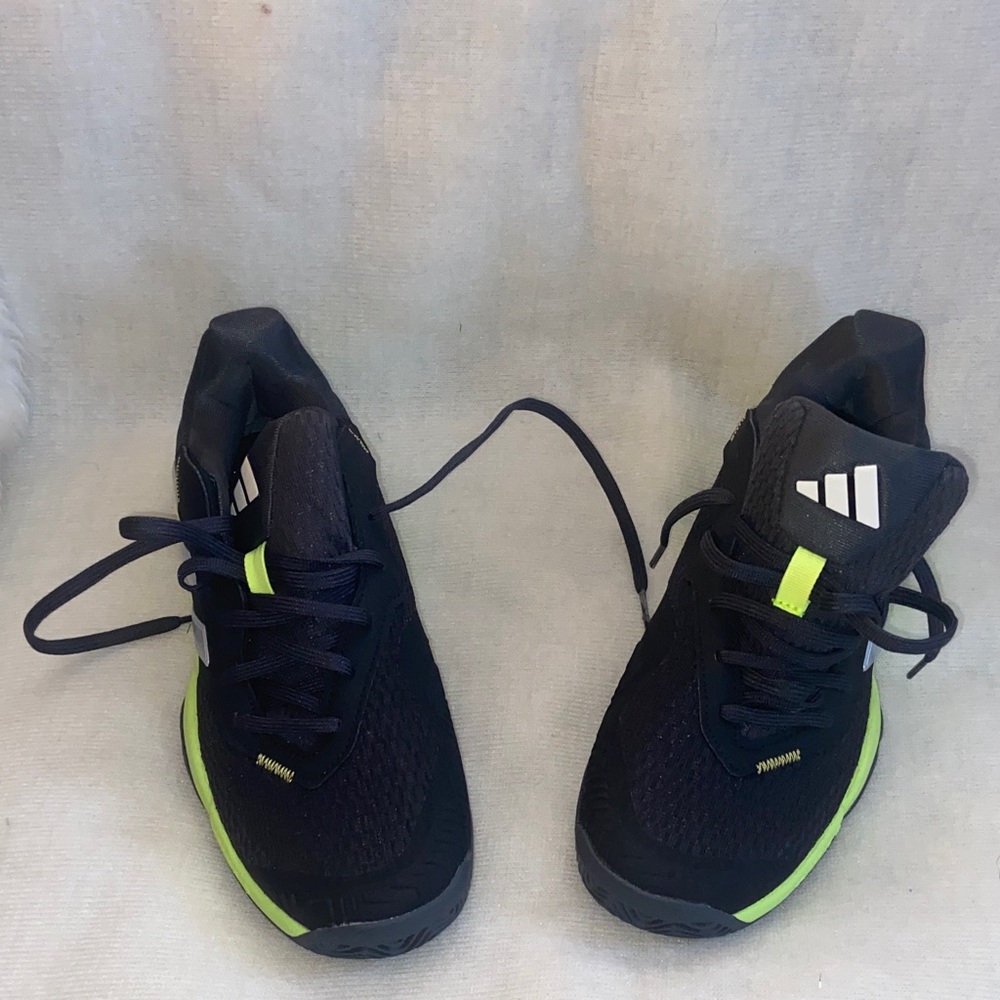 Adidas Kids Black Sneakers with Neon Green Accents